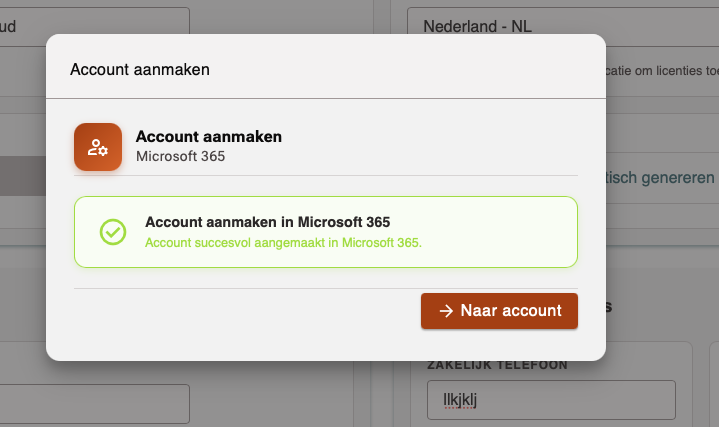 Account aanmaken voortgang Account aanmaken voortgang