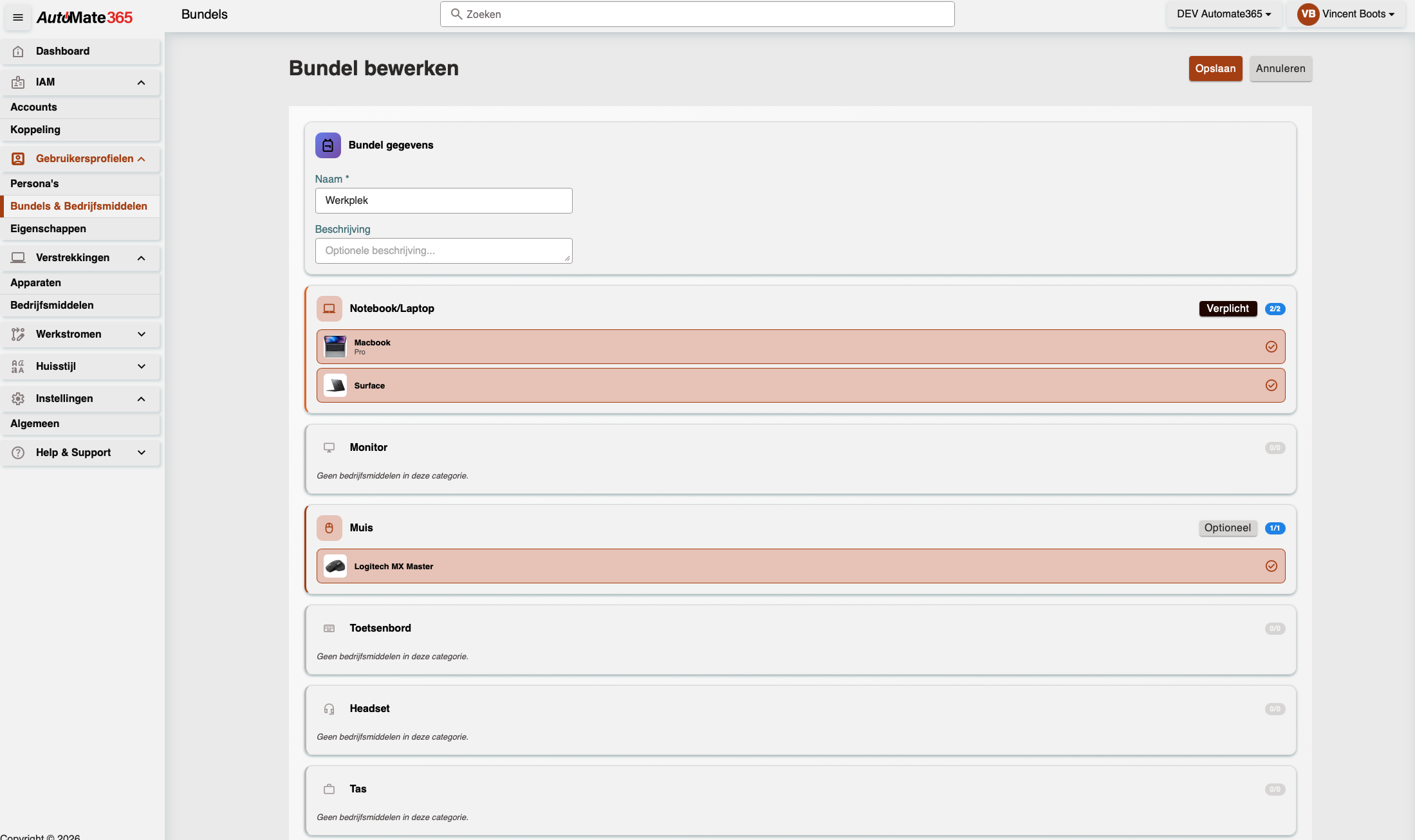 Bundel bewerken formulier Bundel bewerken formulier