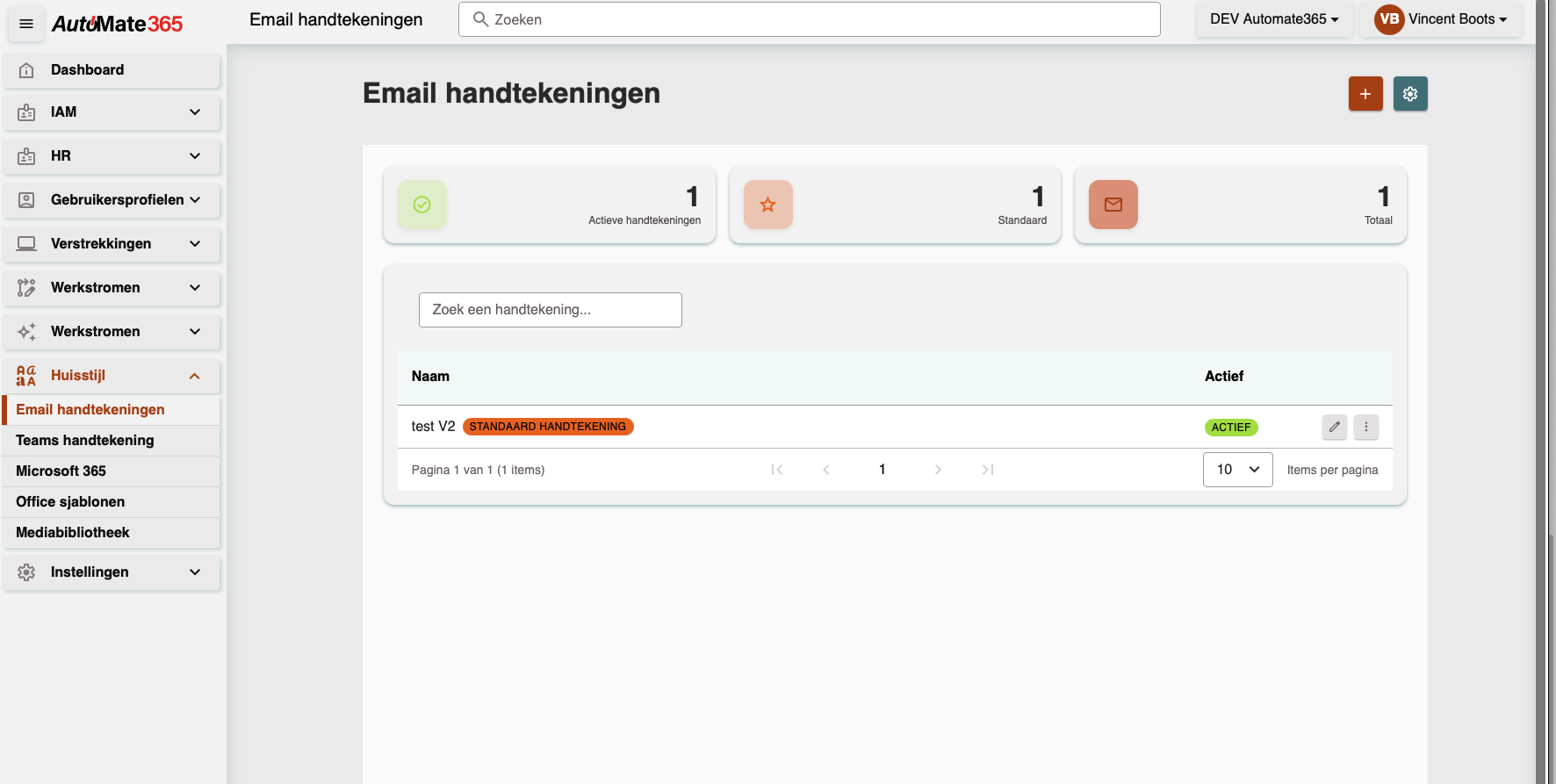 Overzichtspagina e-mailhandtekeningen Overzichtspagina e-mailhandtekeningen