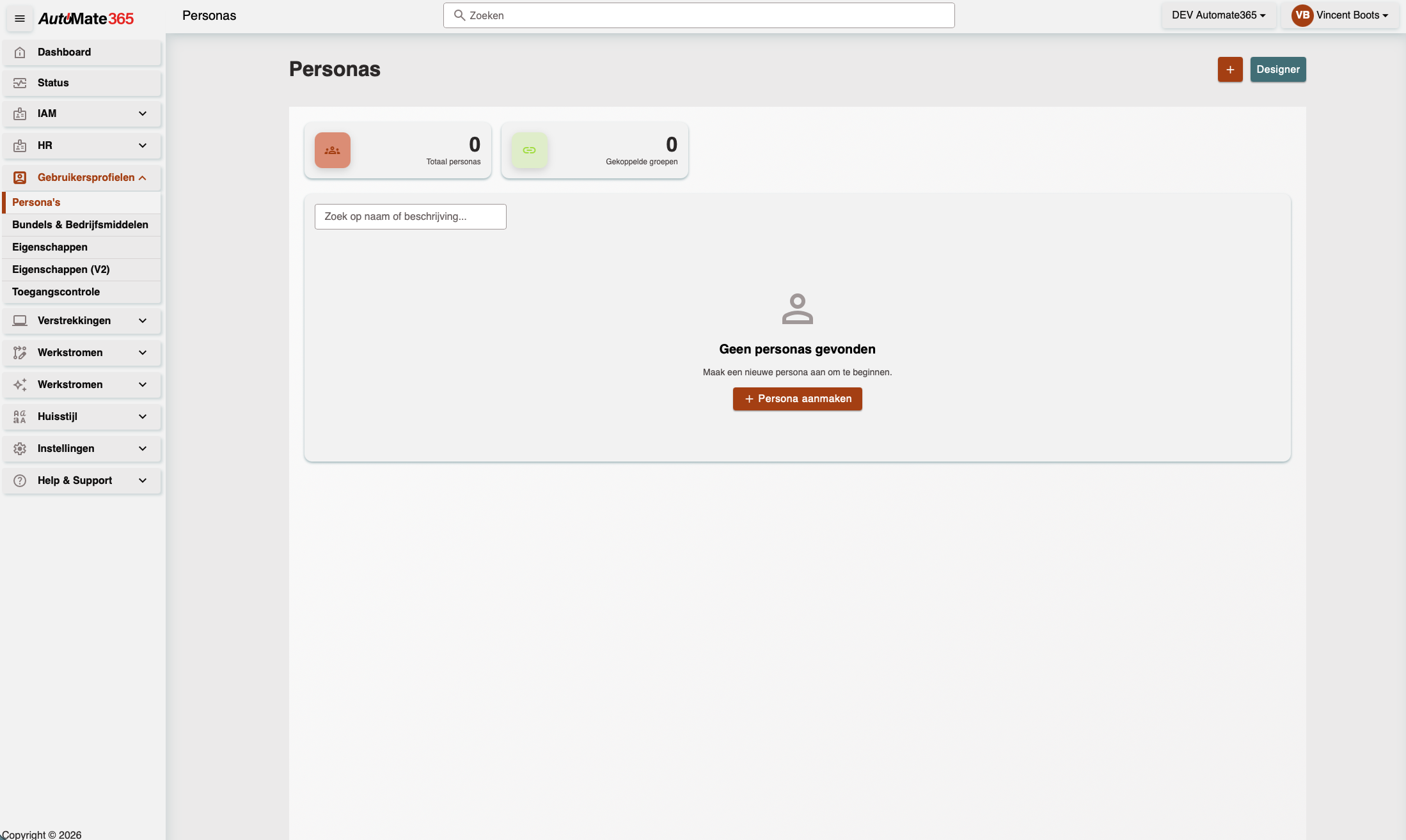 Personas overzichtspagina Personas overzichtspagina