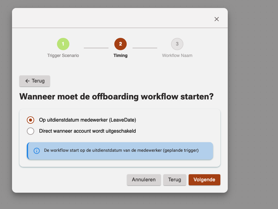 Trigger configuratie &mdash; Employee Offboarding