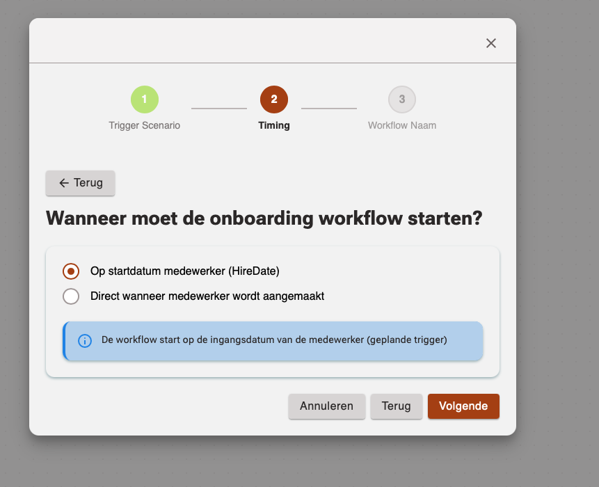 Trigger configuratie &mdash; Employee Onboarding